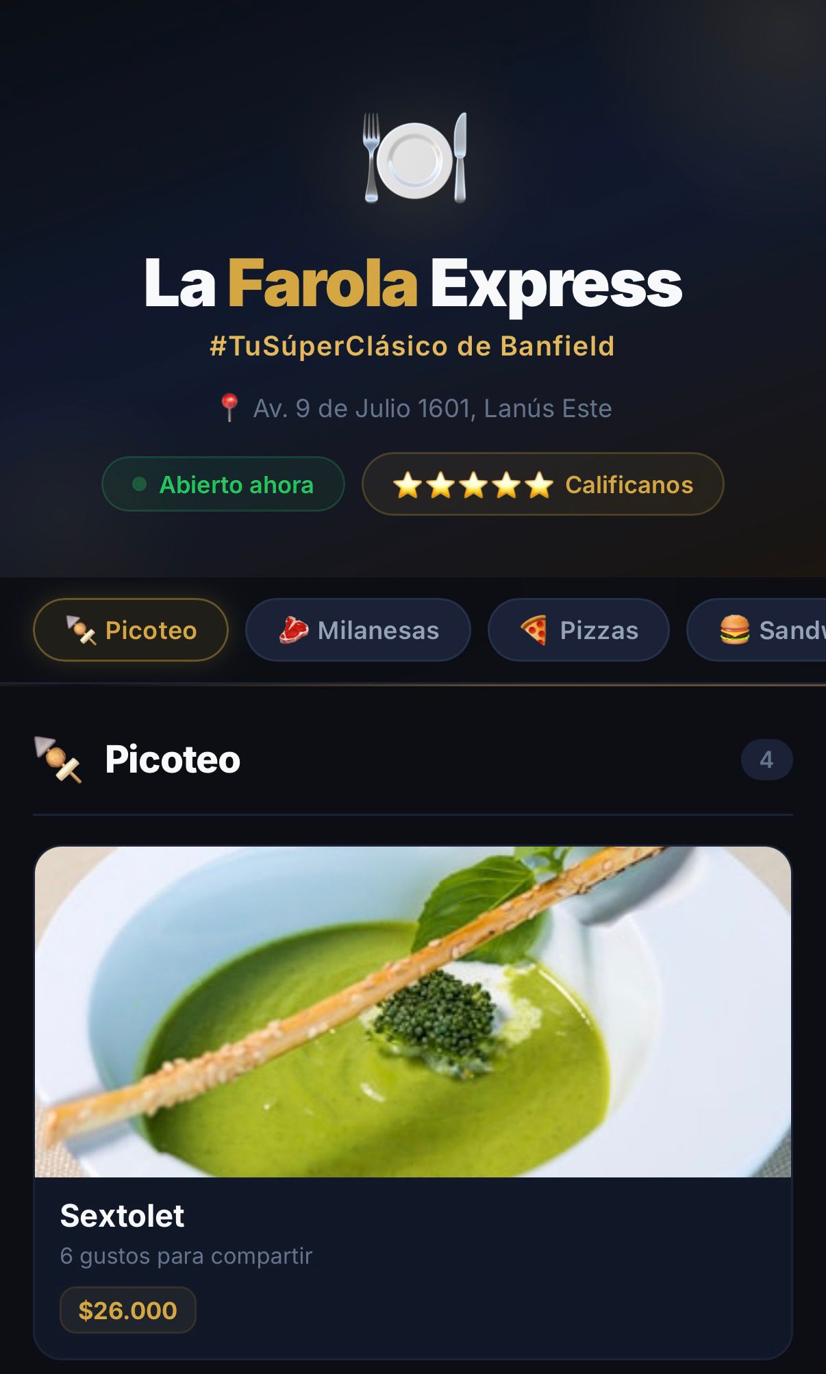 Menú La Farola